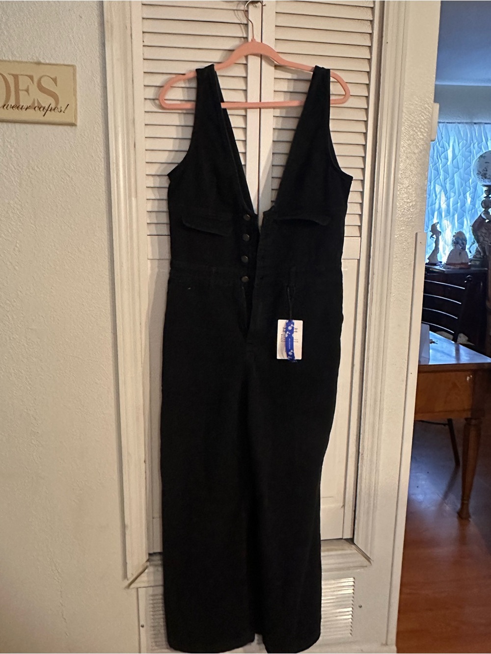 Cider Black Sleeveless Button-Front Jumpsuit